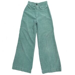 Vintage 70s Tomboy California Pastel Green Corduroy High Rise Wide Leg Pants